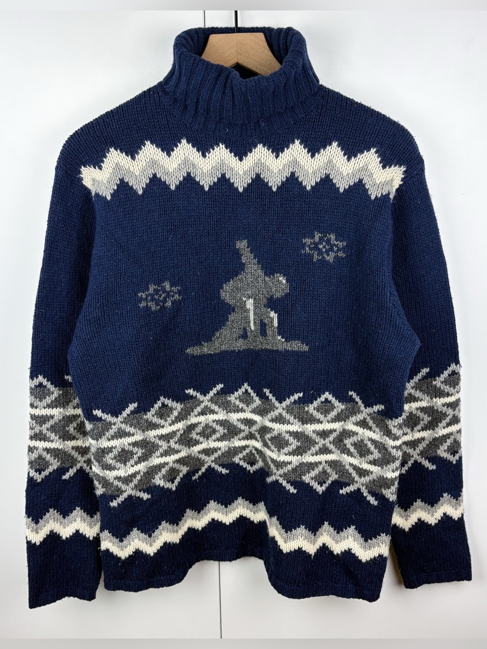 Old Navy 100% Wool Lambswool Snowboarder Vintage Fair Isle Turtleneck Sweater